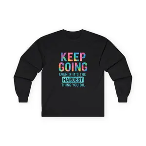Keep Going motivational typography Long Sleeve Tee | pastel rainbow inspirational top