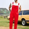 YUANBANG Men's Basic Denim Overalls Adjustable Straps Jumpsuit Fall Winter Fashion Comfort Sleeveless Pocket Menswear Bibs Workwear Coveralls with Zipper Solid Color Strappy One-Piece Outfits