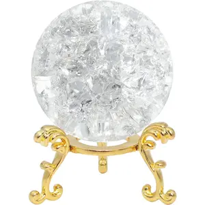 60mm Ice Cracked Crystal Ball Decorative Glass Ball Home Decor Ornaments (Clear)