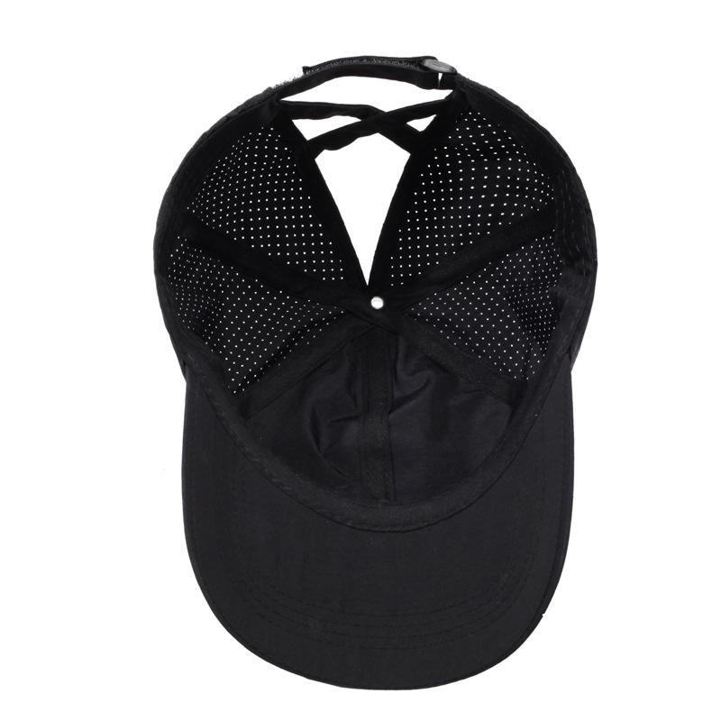 2PCS Outdoor Sports Cross-Over Ponytail Quick-Dry Hat with Breathable Mesh Panel for Sun Protection; European-Style Baseball Cap for Spring and Summer