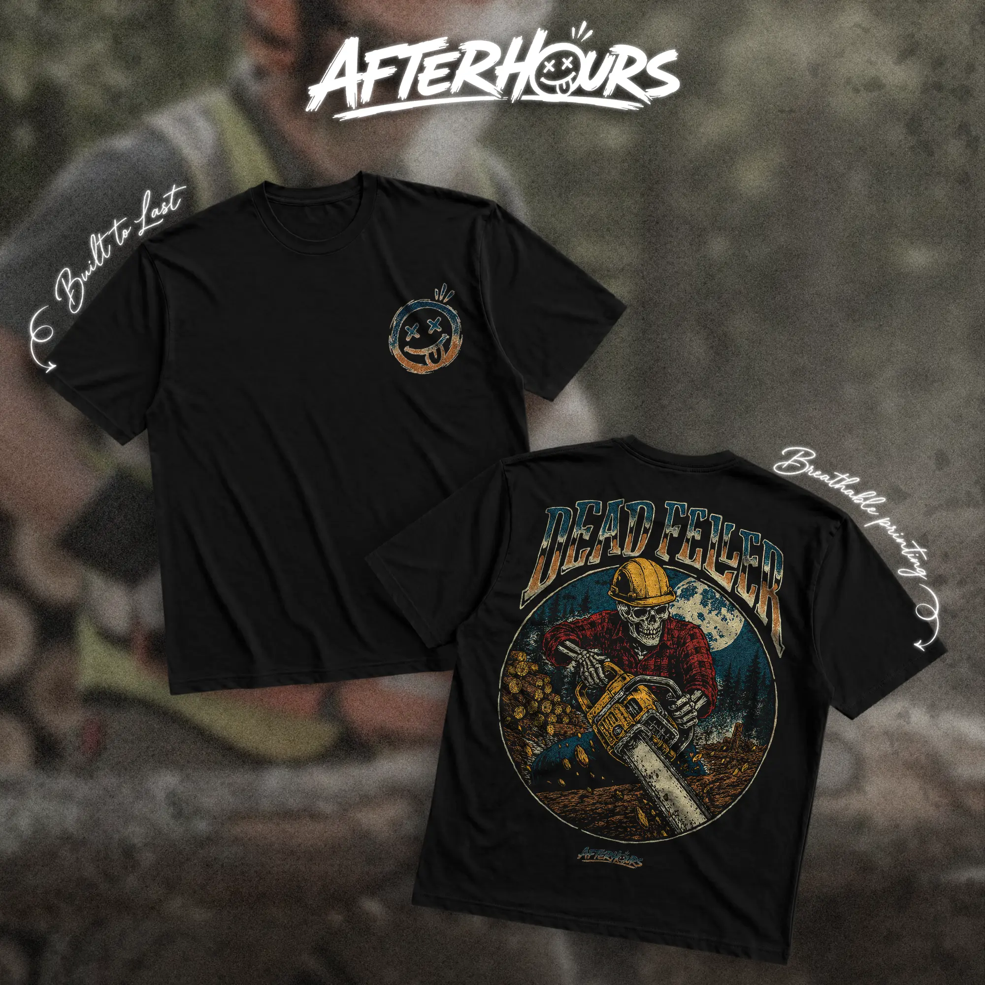 AFTERHOURS Dead Feller Heavy Cotton T-Shirt Direct-To-Garment Breathable Printing High Visibility Sarcastic Tee For Workers, Gift For Husband , Safety Workwear For Man