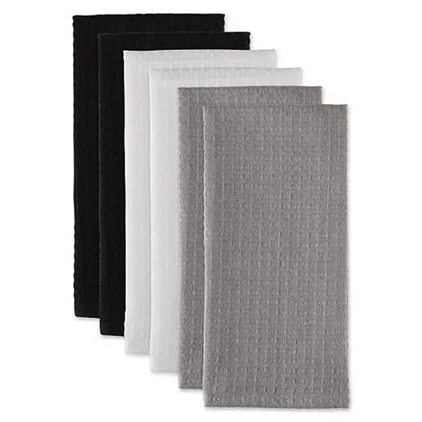 Design Imports Recycled Cotton Waffle Kitchen Towels 6-pack