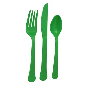 Green Heavyweight Plastic Cutlery Set - 7.5 in. - 24 Count
