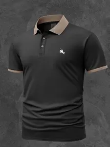 Men's Polo Shirt Summer Casual Fitted Geometric Print, Trendy Outdoor Travel & Leisure Wear, Perfect Gift for Men