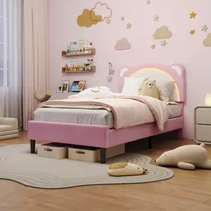 Garvee Twin XL Bed Frame, Upholstered Platform Bed Frame with Adjustable Smart LED Headboard, Wooden Slats Support, No Box Spring Needed