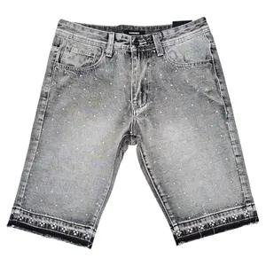 KINDRED RHINESTONE DENIM SHORTS 2214 GRAY