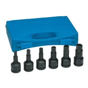 212 MAIN Grey Pneumatic 8096H 0.75 in. Drive 6-Piece Alloy Steel Heat-Treated Impact Hex Driver Set, Includes 6 Screwdriver Bits, With Tool Box