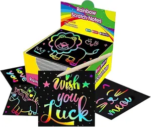 100 color scratch paper set, with pen, suitable for creative and interesting art paper set, with rainbow color chart, suitable for children