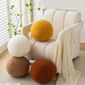 Round Plush Pillow 11.81 Inches, Decorative Cushion with Insert, Perfect for Bedroom Living Room Sofa Bed Home Decoration