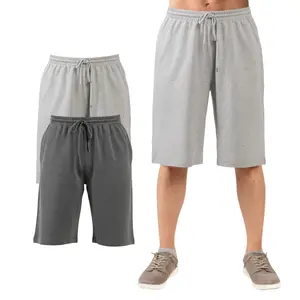 2 Pack Men’s Cotton Terry Shorts S-3XL Cotton Blend Relaxed Fit French Terry Sweat Shorts with Single Side Back Packets Elastic Waistband Knee High Gym Causal Lounge Shorts Regular Big & Tall Menswear