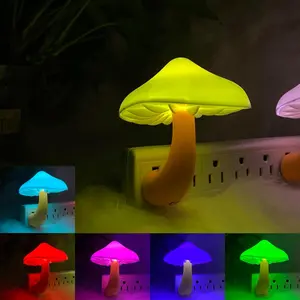 [1 Pack] Plug-in LED Mushroom Night Light Lamp with Dusk to Dawn Sensor,Plug in LED Bed Cute Mushroom Nightlight Night lamp Wall Light Baby Night Lights for Kids Children (7-Color)