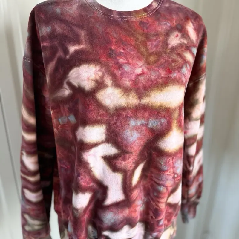 Burgundy Ice Dye Crewneck Sweatshirt