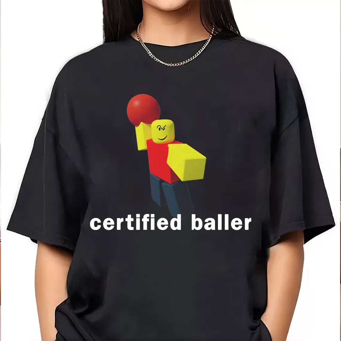 Robloxian Certified Baller, Black Portrait Shirt