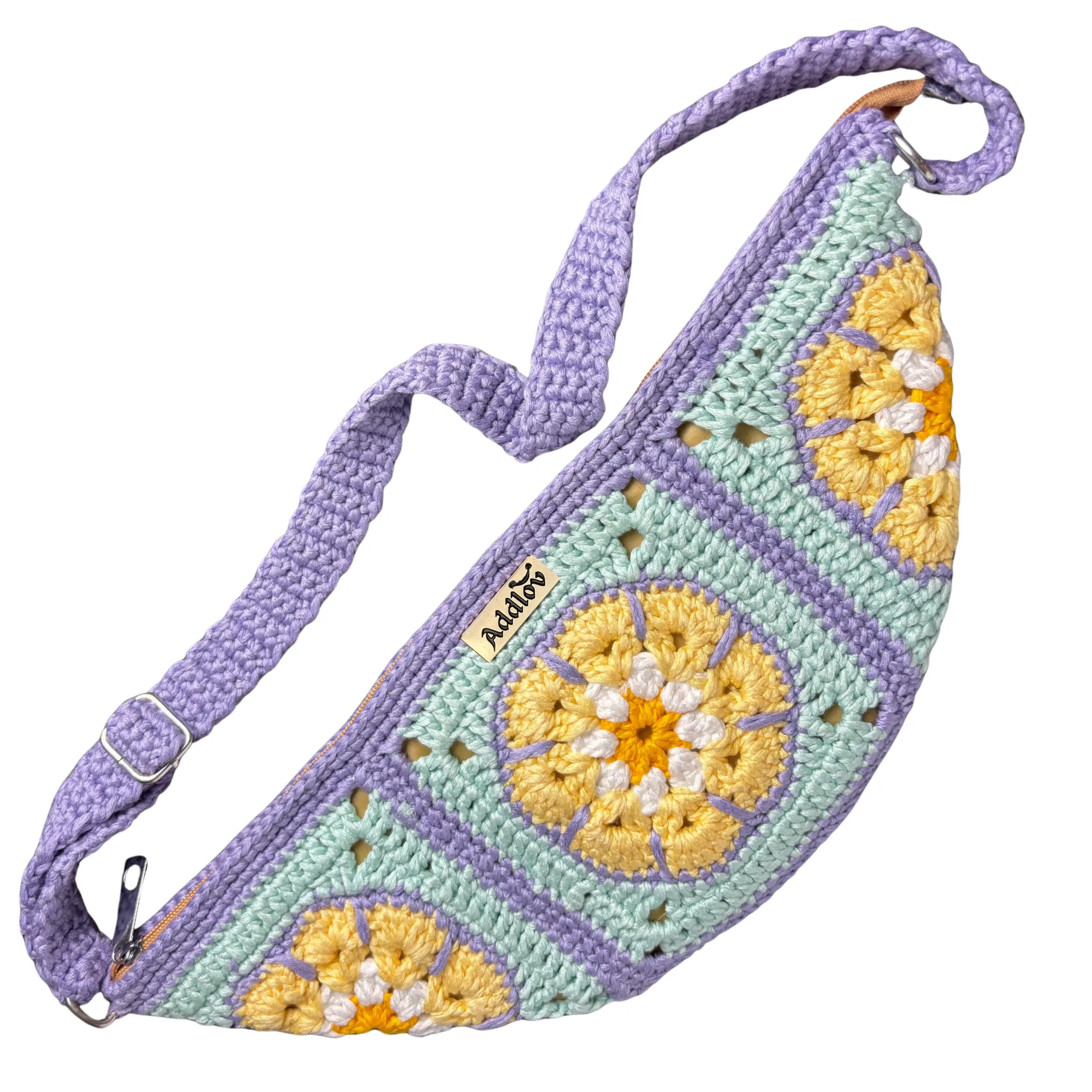 Addlov Handmade Unique Gifts for Mom, Mothers Day Gift - Crochet Crossbody Bag for Women, Adjustable Strap, Zipper Closure
