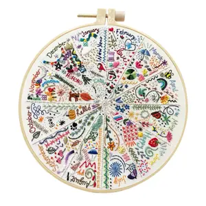 Embroidery DIY Handcraft Fabric Material Kit Floral Elements Creative Handcraft Needlework Embroidery Kit