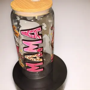 16 oz Glass Tumbler with Bamboo Lid & Plastic Straw Reusable Fashionable Design for On-the-Go Drinks Hand Wash Only Clear View Natural Touch Complete Drinking Solution