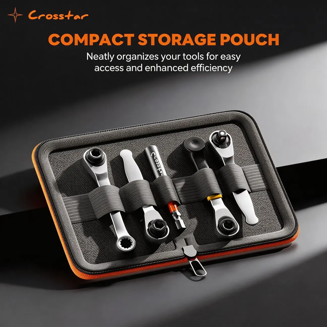 Crosstar Mini Ratchet Socket Wrench Set, Ratchet Socket Kit, Magnetic Handle, 1/4 Inch Drive, 72 Teeth Reversible Ratchet, Compact for Small Spaces and Storage Bags, Ratcheting Wrench Set