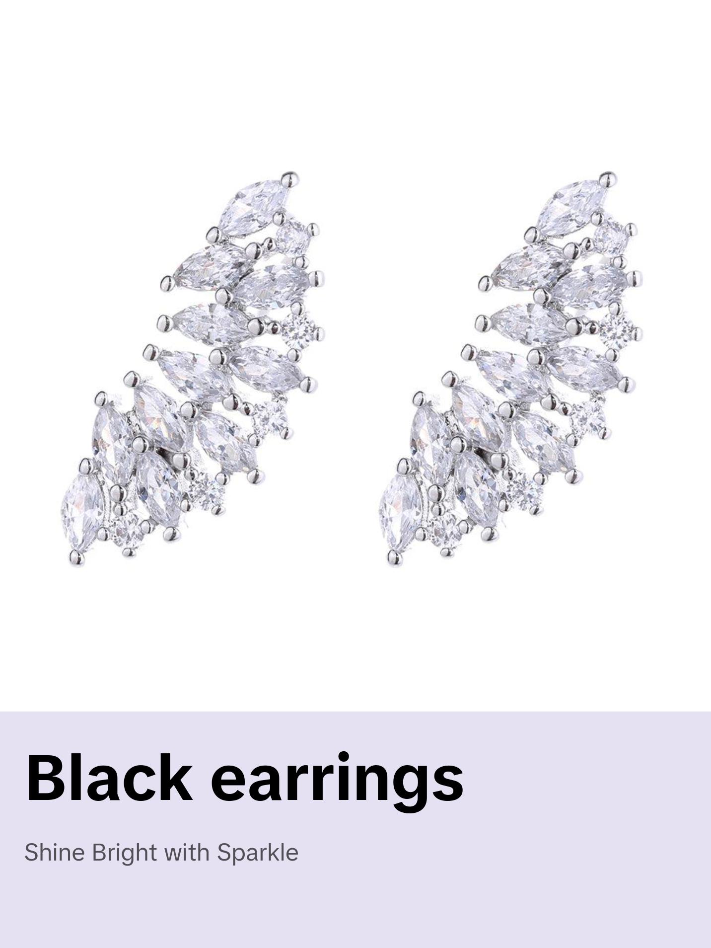 Sterling Silver Fan Earring Climber with Swarovski Crystals