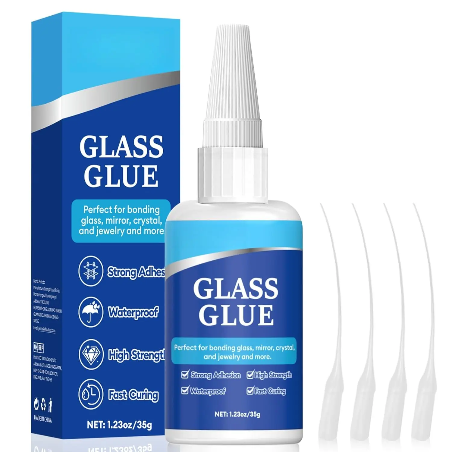 Glass Glue, 35g Heavy Duty Super  Clear Glue,  Heat Resistant Adhesive for Glass Bonding, Repair, , Mirrors, Windows, Glassware, Crafts, DlY Kits