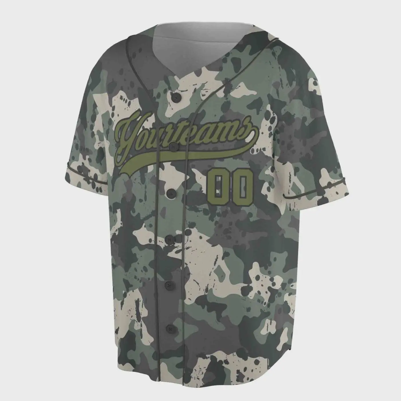 2025 Personalized Camo Olive-Black Baseball Jersey with Custom Name Team Name and Number