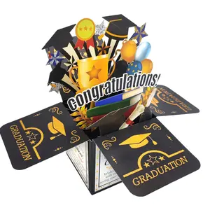 Graduation Pop Up Card 2026 – 3D Happy Graduation Card with Envelope, Congrats Grad Cards for High School or College Graduate, Graduation Gifts For Classmates, Children And Friends.