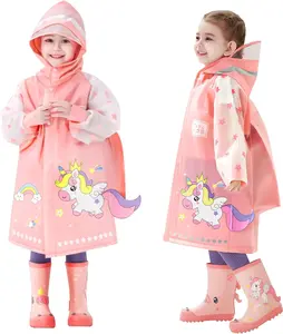 Rain Jacket Girls,  Rain Poncho Coat with Hood,   Boys Raincoat Rainwear Gear Outerwear