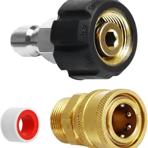 Quick Connect Hose Fittings,Pressure Washer Accessories,Pressure Washer Quick Connect Kit,Hose Quick Connect Fittings Adapter Set, 3/8 Inch Quick-Connect x M22-15mm Connections