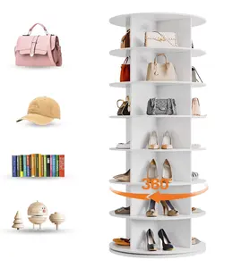 Tier Rotating Shoe Rack Tower, Spinning Shoe Organizer Rotating Shelf, Space-Saving 360° Revolving Shoe Rack Storage Round Carousel for Entryway, Closet & Bedroom