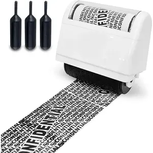Identity Theft Protection Roller Stamp, 1 Count Confidential Roller Stamp with 3 Refills, Privacy & Security Correction Stamp for Home & Office