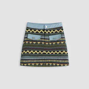 Cider Boho Geometric Striped Mini Skirt