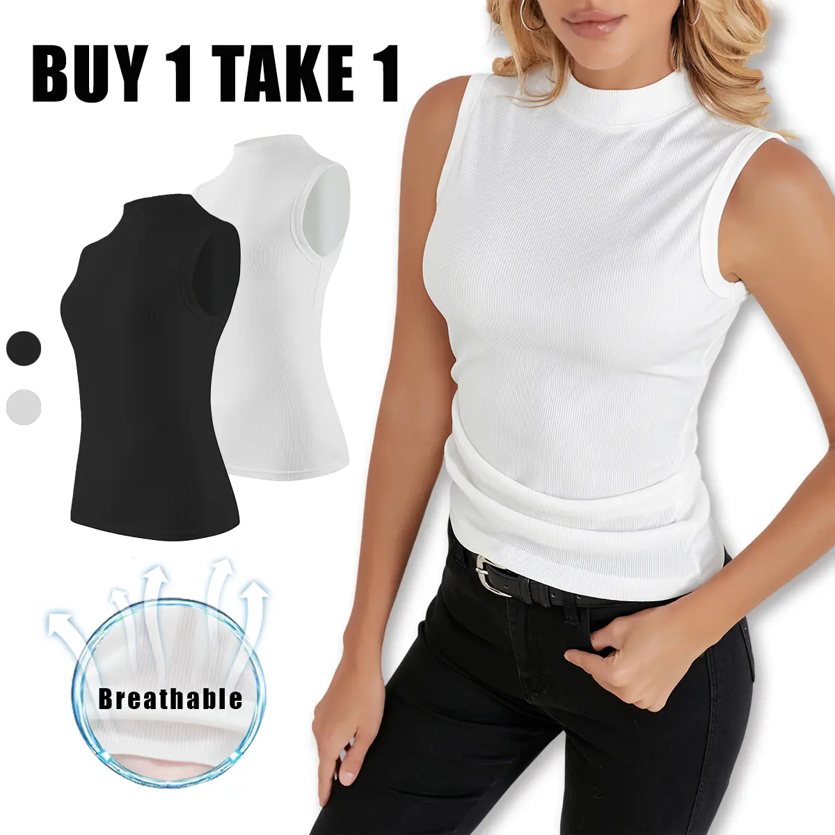 Buy 1 Take 1 Women’s Ribbed Mock Neck Tank Top – Sleeveless Stretch Going Out, Layering & Daily Wear Top new  mesh  crop  top casual fashion sport Women's Double Lined Spaghetti Strap Camisole workout