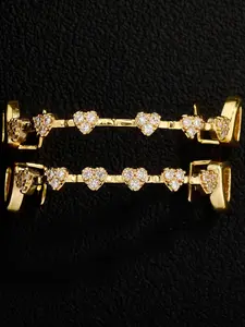 2 Pcs Hiphop Zircon Retainer, 14k Gold Plated Copper, Punk Style, Music Festival, Party, Halloween, Fashion Blogger Accessory, Gift, Body Jewelry