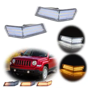 2pcs For 2007 2008 2009 2010 2011 2012 2013 2014 2015 2016 2017 Jeep Patriot Clear Switchback LED Turn Signal Blinker Corner Lights,Replace OEM 68004180AC, 68004181AC