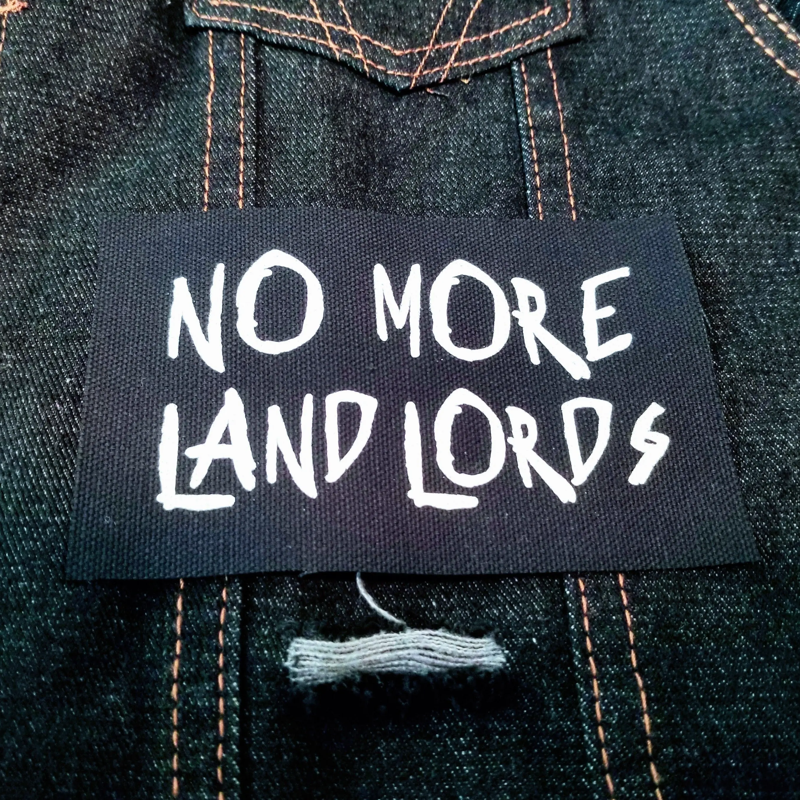 No More Landlords 5" inch Screen Printed Canvas Patch