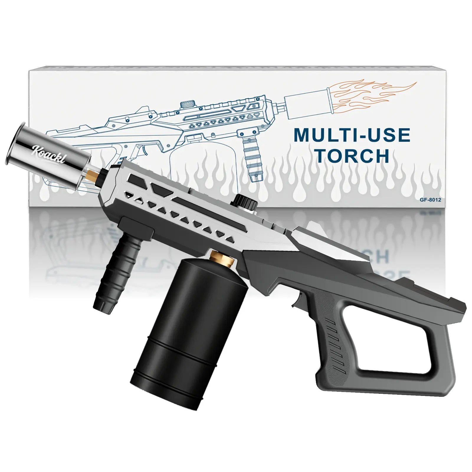 Koackl Propane Torch Gun, Kitchen Torch with Adjustable Flame, Flamethrower Blow Torch Gun, Gas Welding Kits for BBQ, Weeding, Searing Steak, Campfire & Charcoal Torch Lighter(Tank Not Included)