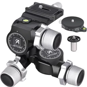 ARTCISE GA3 3-Way Geared Tripod Head with Arca Type QR Plate and 360° Panoramic Arca Type QR Plate，Supports Millimeter Micro Adjustment, 3 Axis Pan/Tilt Fluid Head with Large/Fine Quick Switch Dual Mode