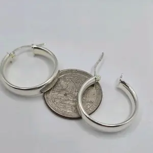 HOOPS sterling silver real 925 stamped see picture for sise zises small Circle Shape Earrings Coin Slot Earring