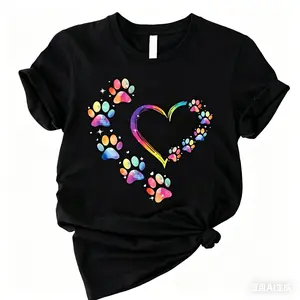 Heart and Paw Heat Transfer Patch Transfer Patch, Mixed Color Polyester Applique, Suitable for DIY T-shirt, Jeans, Backpack-Washable, Heat Transfer, Pattern