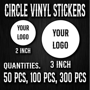 Custom Logo Circle Vinyl Stickers - 2 Inch & 3 Inch Sizes - Permanent Laminated High-Quality Vinyl - 50, 100, 300 Pieces - Easy Application for Personalization