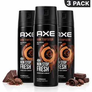 AXE Dark Temptation Scented Deodorant Body Spray 3-Pack Bundle (5oz/150ml) - Dark Chocolate Aroma, 48H Non-Stop Fresh, Beauty & Personal Care, Body Care Cosmetic Fragrance summerwins