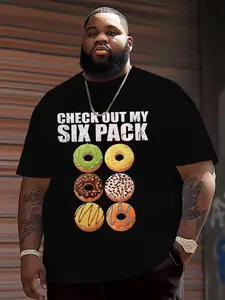 Men's Six-Pack Abs Donut T-Shirt, Casual Comfortable Top, Sportswear, Outdoor Daily Wear, Plus Size, All Seasons, Short Sleeve, Fitted
