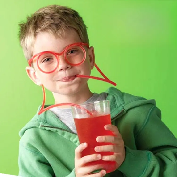 7-Pack Silly Eyeglass Drinking Straws, Lightweight BPA-Free Novelty Glasses in 7 Colors, Reusable Party Favors for Kids' Birthdays, 7-Pack（7 Colors）