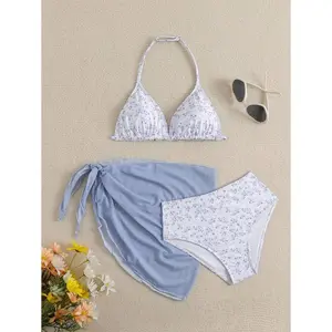 Cute Tween Girl Floral Bikini Swimwear Set (Print Is Random)