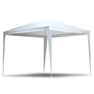 Party Tent 10 feet x 10 feet Gazebo Canopy Outdoor Tent for Parties Waterproof UV Protection Pavilion for Wedding, Camping, Events Shelter (White) double roof tools backyard use