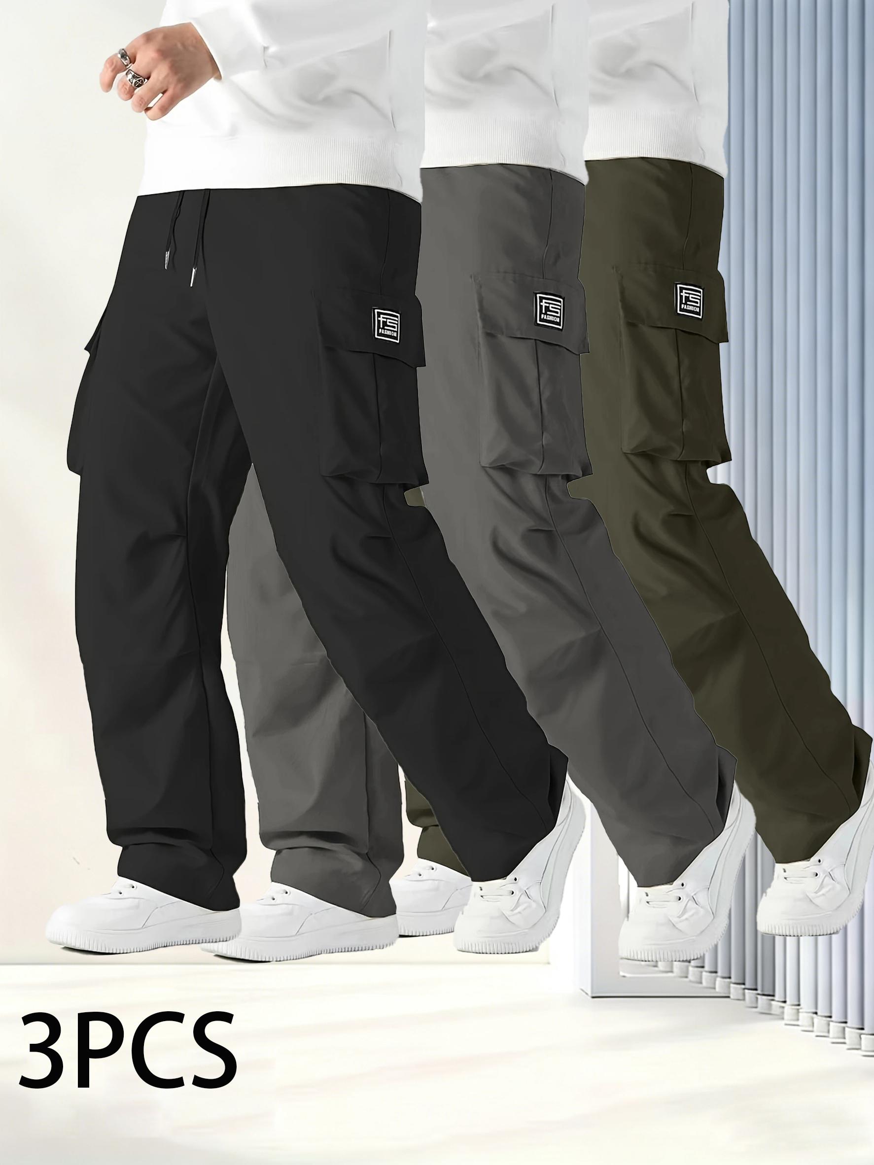 3 Pack Men's Tactical Cargo Pants, Elastic Waistband & Multi-Pocket Design, Perfect for Spring & Summer, Ideal for Outdoor Activities