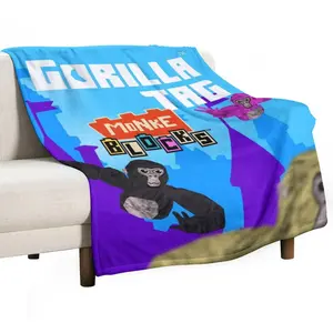 Game Gorilla Anime Tag Throw Blanket Flannel Blankets Warm Soft Air Conditioner Quilt for Bed Sofa Couch Camping for All Seasons Style 3