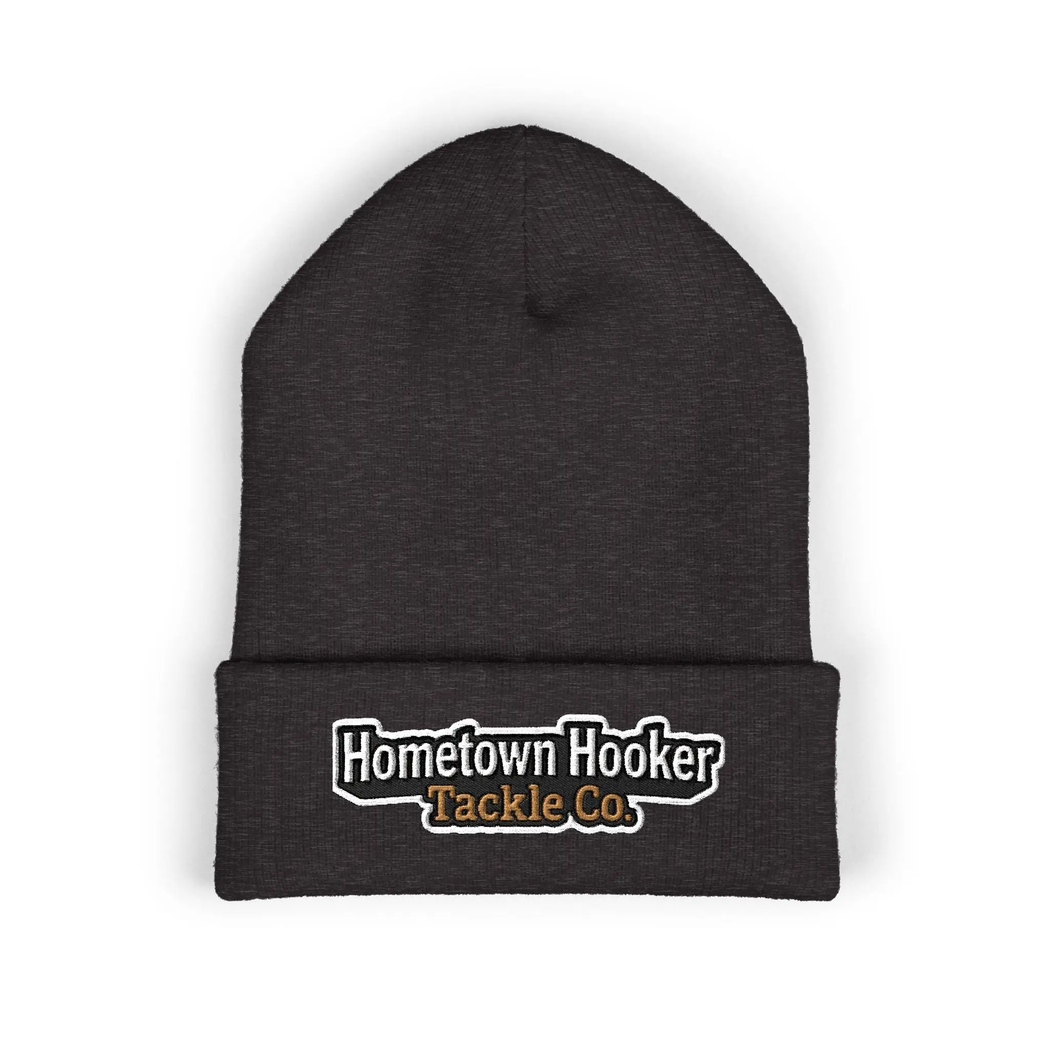 Hometown Hooker Embroidered Cuffed Beanie - Funny Fishing Beanie Hat, Adult Humor Fisherman Gift, Lake Life Winter Hat, Bass Fishing Accessory