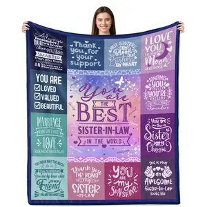 Sister in Law Gifts Blanket  Soft Warm Fleece Throw Blanket Perfect for Birthday Wedding Christmas Gifts for Women Sister in Law Unique Cozy Home Decorative Gift Ideas