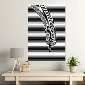 Minimalist Zebra Illusion Canvas Art – Frameless Vertical Wall Décor with Modern Artistry, Designed for Creating a Unique Atmosphere in Living Rooms, Bedrooms, or Home Offices