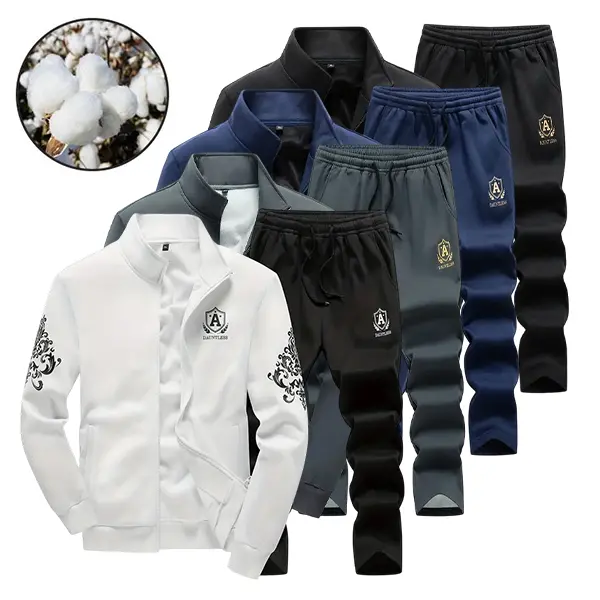 Men's Cotton Jacket and Sweatpants Set - Comfortable and Stylish Outfit for Daily Wear